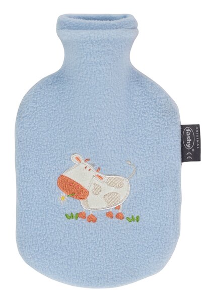 Fashy warmwaterkruik 0,8 L koe 25x16 cm - kinderkruik - lichtblauw