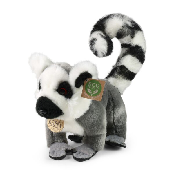 Rappa ECO knuffel maki / aap 28 cm - realistische knuffel van recyclede PET flessen - grijs, wit