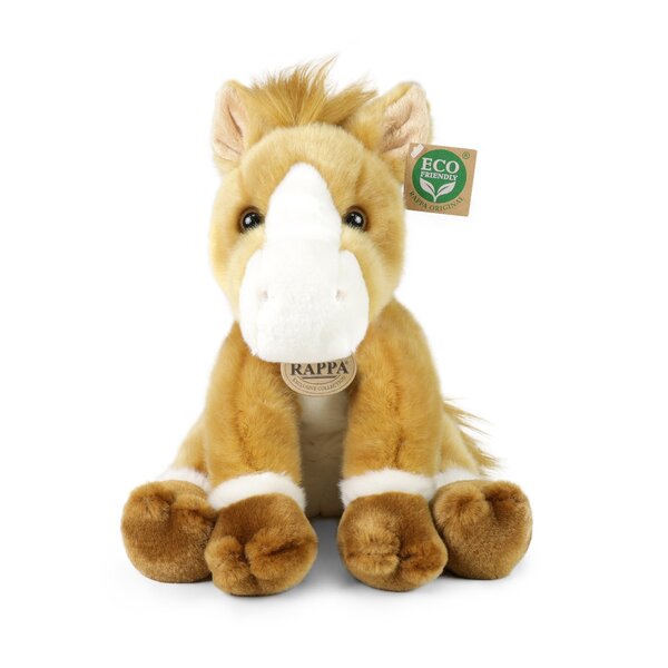 Rappa ECO knuffel paard / pony 30 cm - realistische knuffel van recyclede PET flessen - bruin, wit