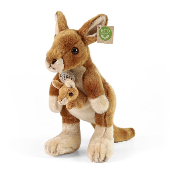 Rappa ECO knuffel kangoeroe 27 cm - realistische knuffel van recyclede PET flessen - bruin
