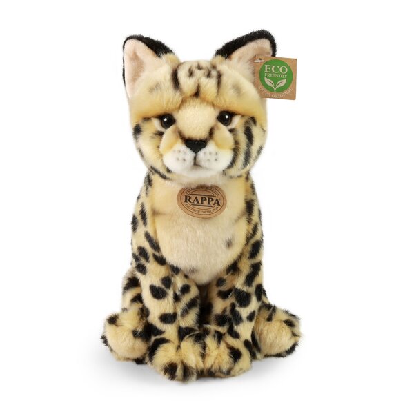 Rappa ECO knuffel serval 30 cm - realistische knuffel van recyclede PET flessen - zwart, cr&egrave;me