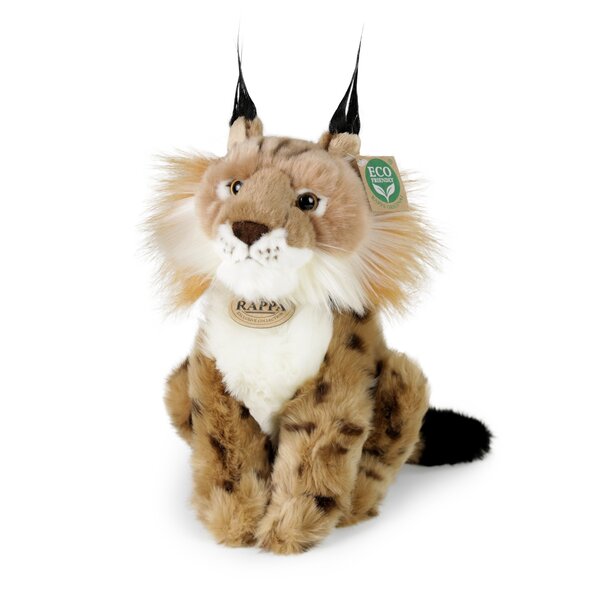 Rappa ECO knuffel lynx 25 cm - realistische knuffel van recyclede PET flessen - bruin, wit