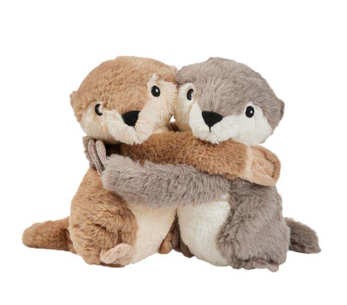 Warmies warmteknuffel otter duo 20x18 cm - bruin, grijs