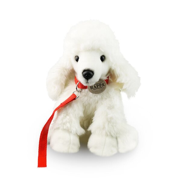 Rappa ECO knuffel hond Poedel 28 cm - realistische knuffel van recyclede PET flessen - wit