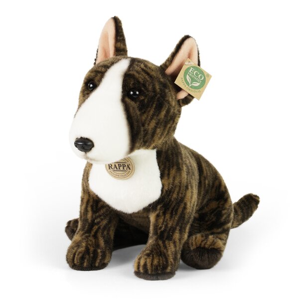 Rappa ECO knuffel hond English Bull Terrier 30 cm - realistische knuffel van recyclede PET flessen - bruin