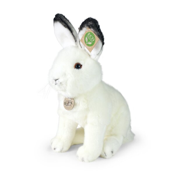 Rappa ECO knuffel haas / konijn 30 cm - realistische knuffel van recyclede PET flessen - wit