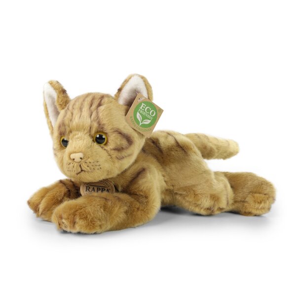 Rappa ECO knuffel kat / poes 30 cm - realistische knuffel van recyclede PET flessen - lichtbruin