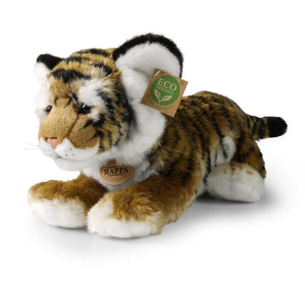 Rappa ECO knuffel tijger 33 cm - realistische knuffel van recyclede PET flessen - bruin, wit, zwart