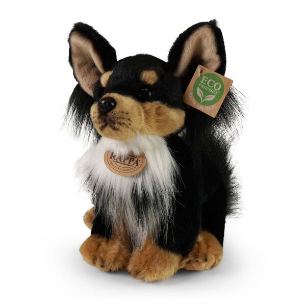 Rappa ECO knuffel Chihuahua hond 24 cm - realistische knuffel van recyclede PET flessen - zwart, bruin
