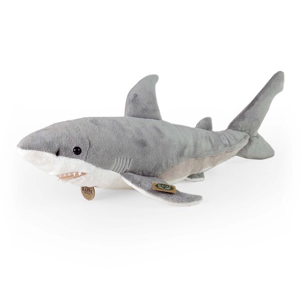 Rappa ECO knuffel witte haai 51 cm - realistische knuffel van recyclede PET flessen - grijs, wit