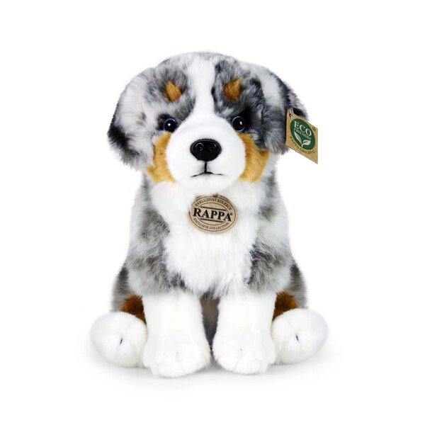 Rappa ECO knuffel Australische Herder 30 cm - realistische knuffel shepherd van recyclede PET flessen