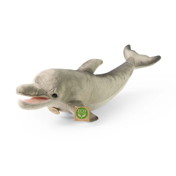 Rappa ECO knuffel dolfijn 40 cm - realistische knuffel van recyclede PET flessen - grijs, wit 