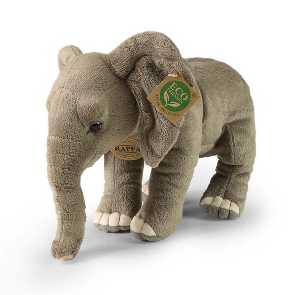 Rappa ECO knuffel Savanne Olifant 28 cm - realistische knuffel van recyclede PET flessen - grijs