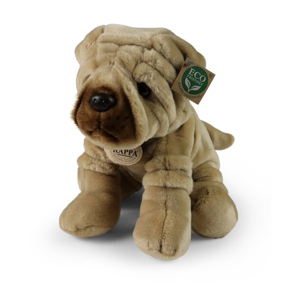 Rappa ECO knuffel hond Shar Pei 30 cm - realistische knuffel van recyclede PET flessen - bruin