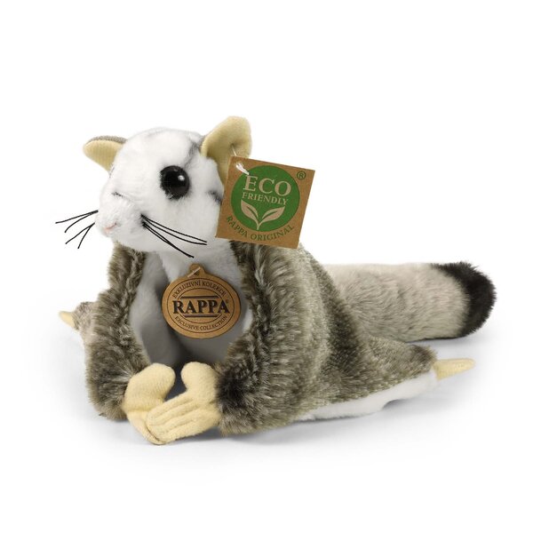 Rappa ECO knuffel vliegende eekhoorn 20 cm - realistische knuffel van recyclede PET flessen - grijs