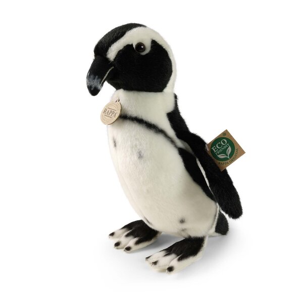 Rappa ECO knuffel pinguin 30 cm - realistische knuffel van recyclede PET flessen - zwart, wit