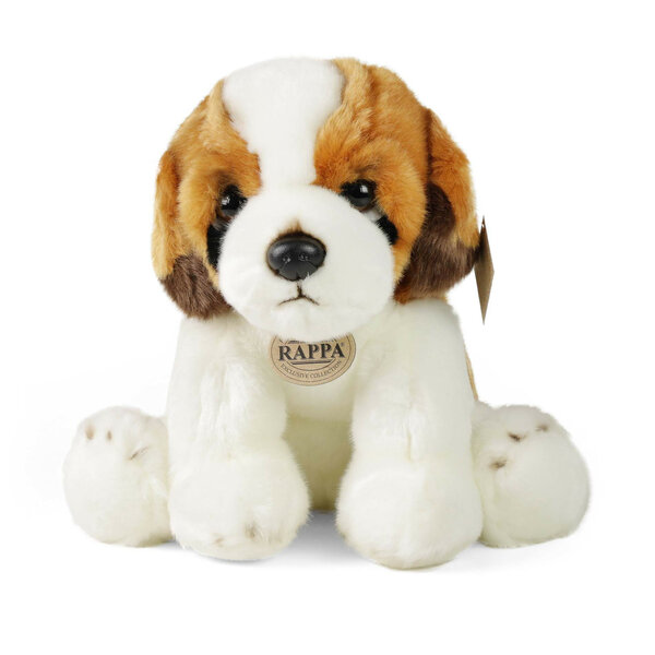Rappa ECO knuffel Sint Bernard 30 cm - realistische knuffel hond van recyclede PET flessen - bruin, wit