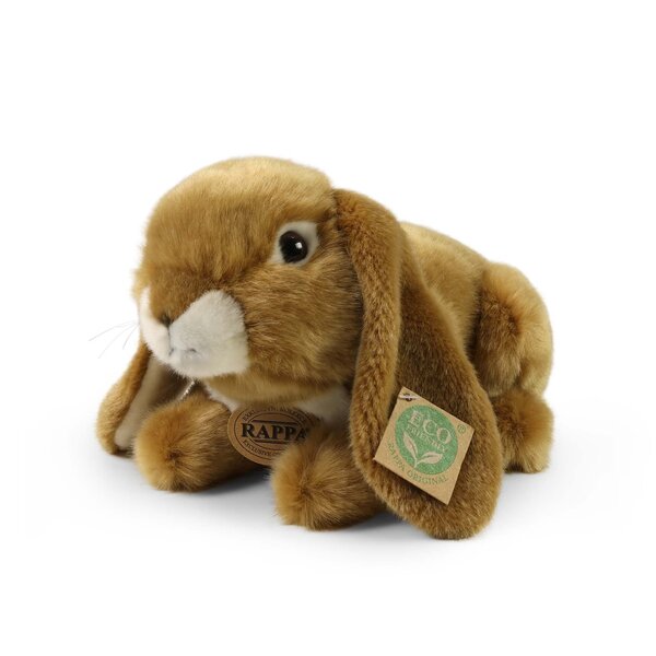 Rappa ECO knuffel konijn 25 cm - realistische knuffel van recyclede PET flessen - bruin, wit