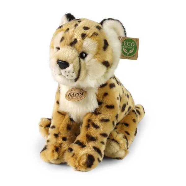 Rappa ECO knuffel cheetah 28 cm - realistische knuffel van recyclede PET flessen - bruin caramel creme