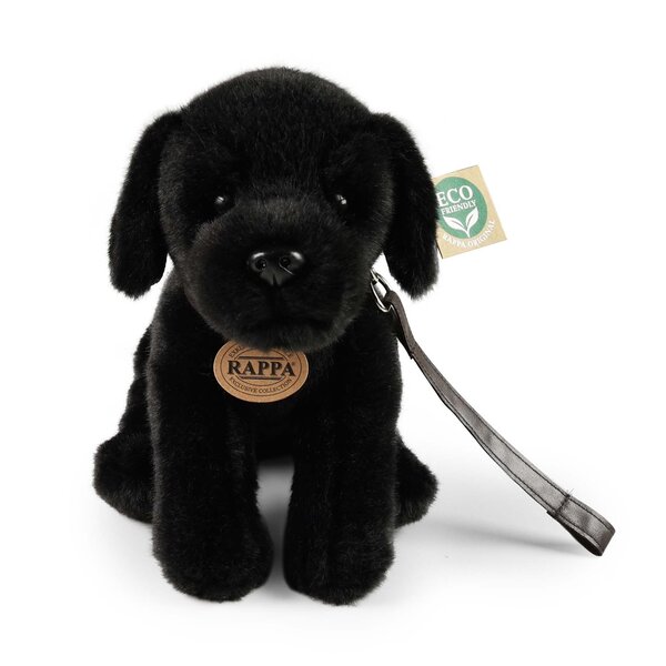 Rappa ECO knuffel hond Labrador 25 cm - realistische knuffel van recyclede PET flessen - zwart