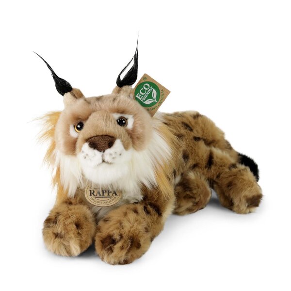 Rappa ECO knuffel lynx 28 cm - realistische knuffel van recyclede PET flessen - bruin zwart wit