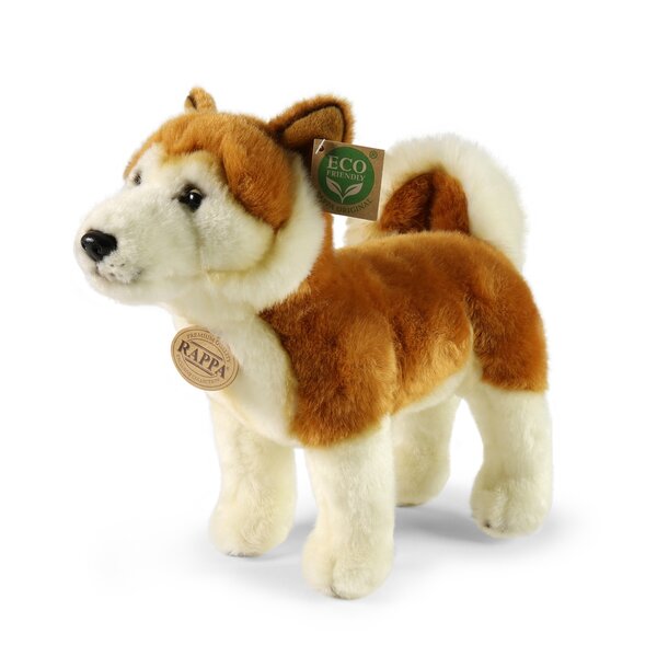 Rappa ECO knuffel Akita Inu 30 cm - realistische knuffel van recyclede PET flessen - bruin, creme