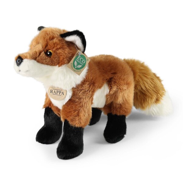 Rappa ECO knuffel staande vos 30 cm - realistische knuffel van recyclede PET flessen - bruin wit