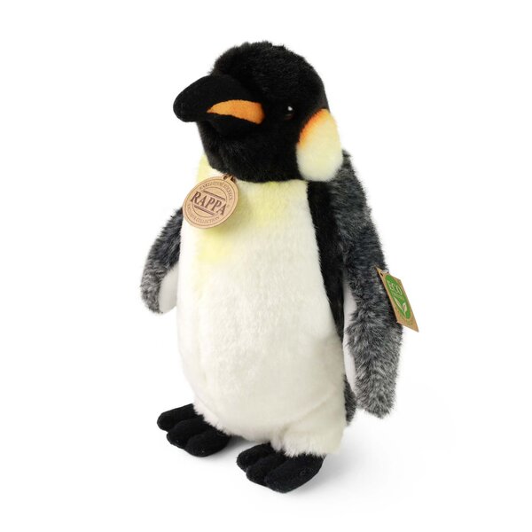Rappa ECO knuffel pingu&iuml;n 27 cm - realistische knuffel van recyclede PET flessen - grijs wit zwart