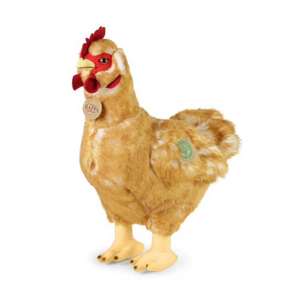 Rappa ECO knuffel hen / kip 33 cm - realistische knuffel van recyclede PET flessen - bruin