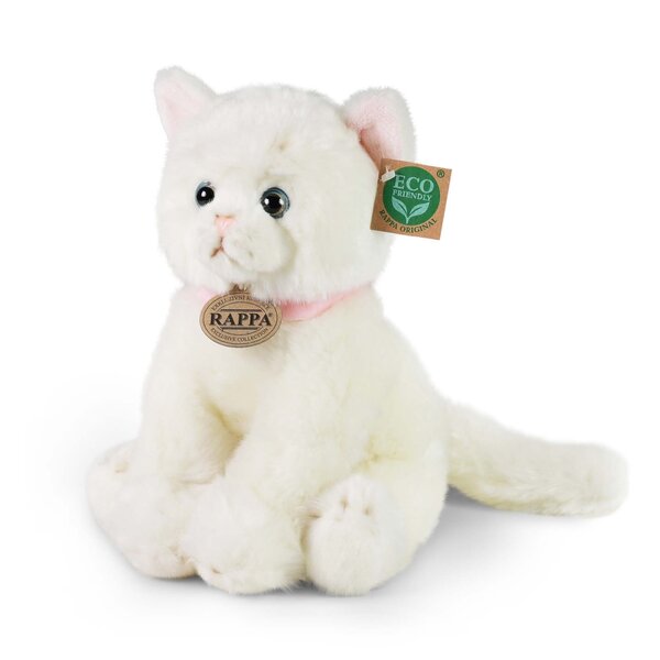 Rappa ECO cat soft toy / cat 26 cm - realistic soft toy made from recycled PET bottles - white