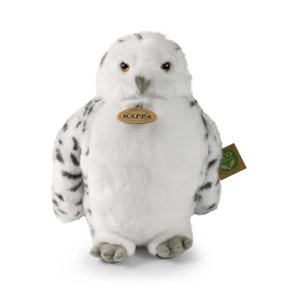 Rappa ECO knuffel sneeuw uil met roterend hoofd 28 cm - realistische knuffel van recyclede PET flessen 