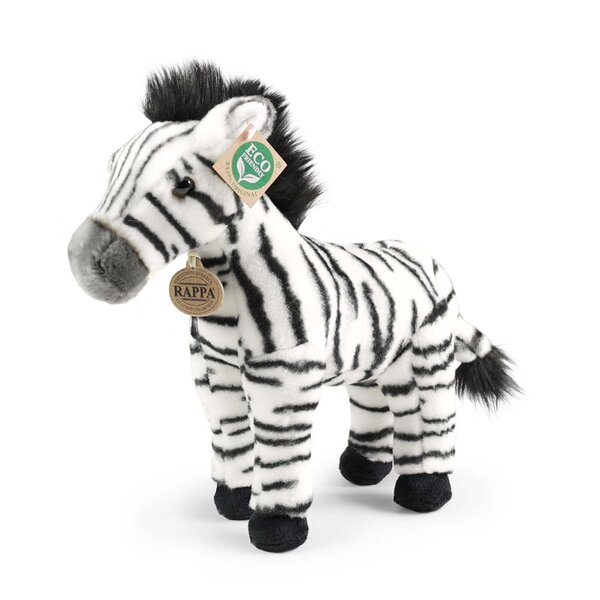Rappa ECO knuffel zebra 30 cm - realistische knuffel van recyclede PET flessen - zwart wit