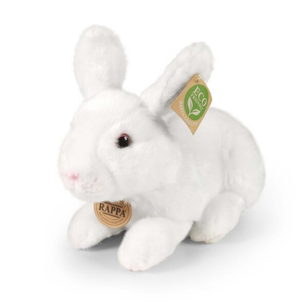 Rappa ECO knuffel konijn 23 cm - realistische knuffel van recyclede PET flessen - wit
