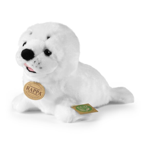 Rappa ECO knuffel zeehond 25 cm - realistische knuffel van recyclede PET flessen - wit