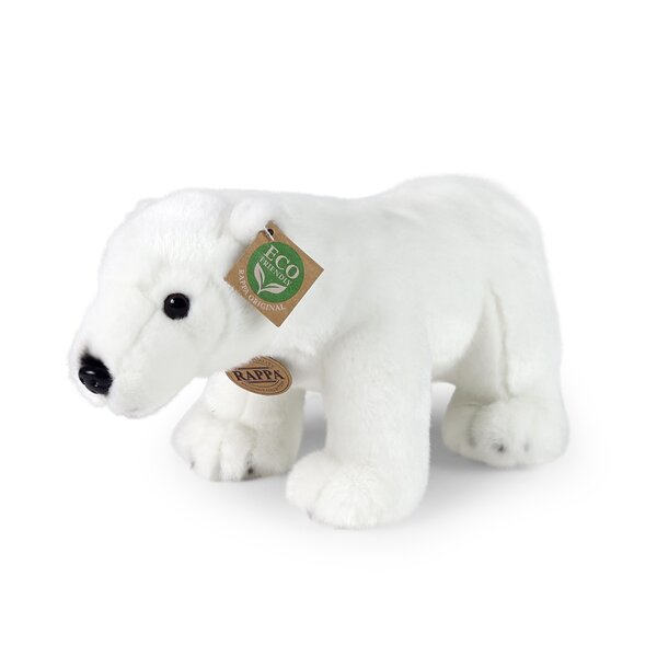 Rappa ECO knuffel ijsbeer staand 30 cm - realistische knuffel van recyclede PET flessen - wit