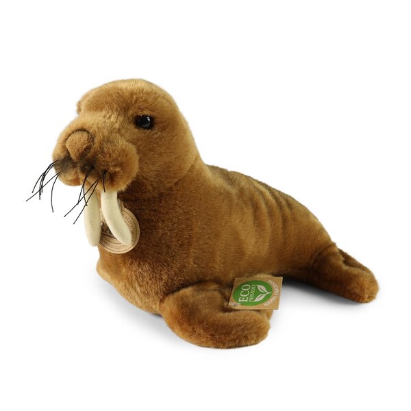Rappa ECO knuffel walrus 26 cm - realistische knuffel van recyclede PET flessen - bruin