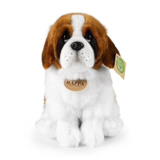 Rappa ECO knuffel Sint Bernard 28 cm - realistische knuffel van recyclede PET flessen - bruin wit