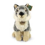 Rappa ECO knuffel wolf 28 cm - realistische knuffel van recyclede PET flessen - grijs wit 