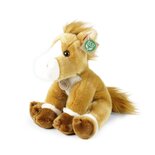 Rappa ECO knuffel paard / pony 30 cm - realistische knuffel van recyclede PET flessen - bruin, wit