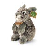 Rappa ECO knuffel mini konijn 19 cm - realistische knuffel van recyclede PET flessen - grijs