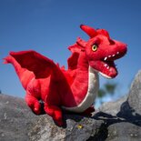 Rappa ECO knuffel draak 40 cm - realistische knuffel van recyclede PET flessen - rood