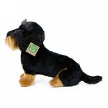 Rappa ECO knuffel teckel 30 cm - realistische knuffel van recyclede PET flessen - zwart, bruin