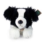Rappa ECO knuffel hond Border Collie 30 cm - realistische knuffel van recyclede PET flessen - zwart, wit