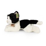 Rappa ECO knuffel kat / poes 30 cm - realistische knuffel van recyclede PET flessen - zwart, wit