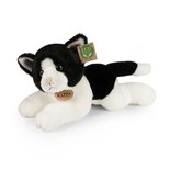 Rappa ECO knuffel kat / poes 30 cm - realistische knuffel van recyclede PET flessen - zwart, wit