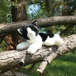 Rappa ECO knuffel kat / poes 30 cm - realistische knuffel van recyclede PET flessen - zwart, wit