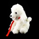 Rappa ECO knuffel hond Poedel 28 cm - realistische knuffel van recyclede PET flessen - wit