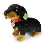 Rappa ECO knuffel hond Teckel 30 cm - realistische knuffel van recyclede PET flessen - bruin, zwart