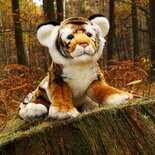 Rappa ECO knuffel tijger 33 cm - realistische knuffel van recyclede PET flessen - bruin, wit, zwart