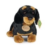 Rappa ECO knuffel Teckel 32 cm - realistische knuffel hond van recyclede PET flessen - zwart, bruin